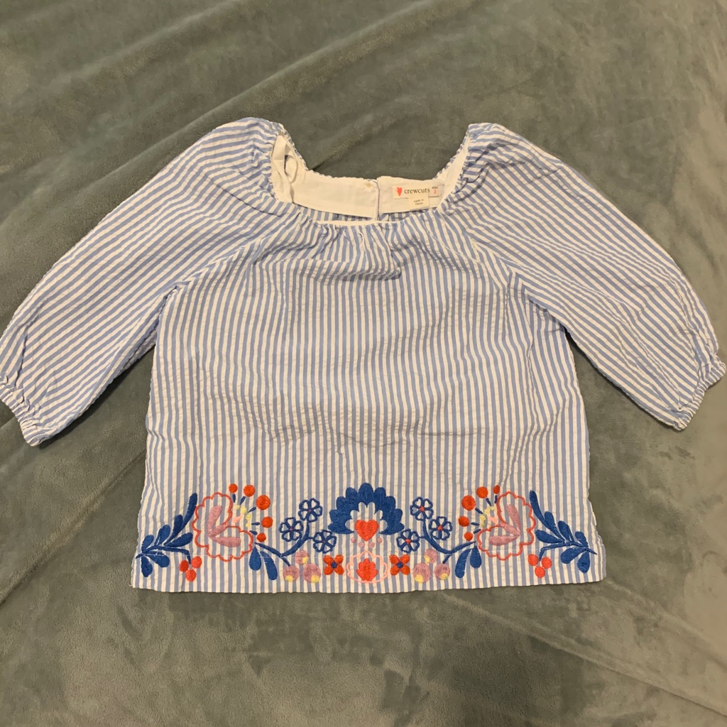 Crewcuts Seersucker Long Sleeved Top W/Floral
